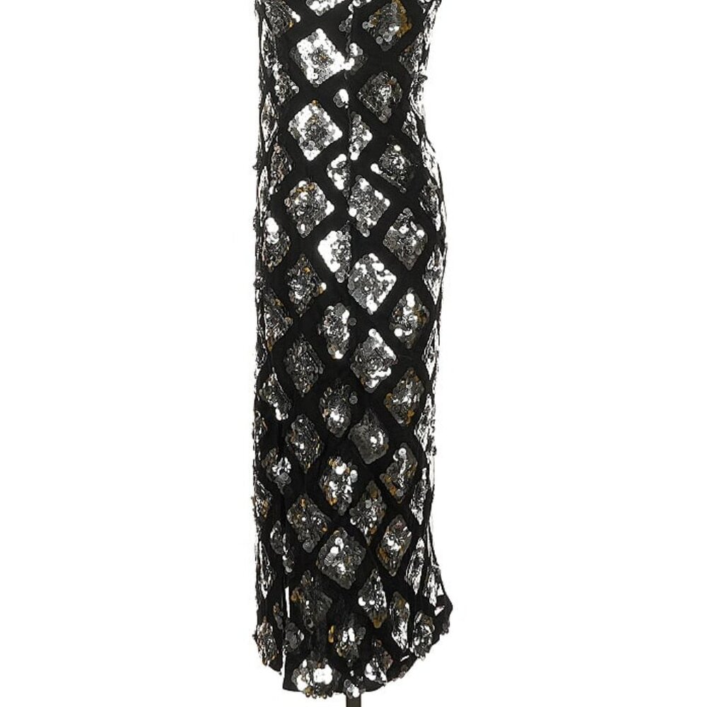 NWT French Connection black dress with silver diamond sequins, size 4 - Picture 6 of 13